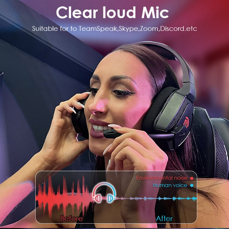 EASYSMX C07W Wireless Bluetooth Headphones with Microphone 2.4GHz USB Gaming Headset for PC PS5 PS4 EASYSMX C07W Wireless Bluetooth Headphones with Microphone 2.4GHz USB Gaming Headset for PC PS5 PS4